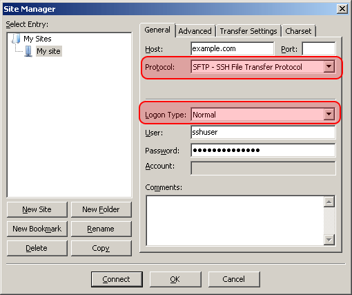 sftp filezilla