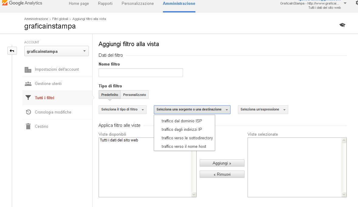 Google analytics filtro