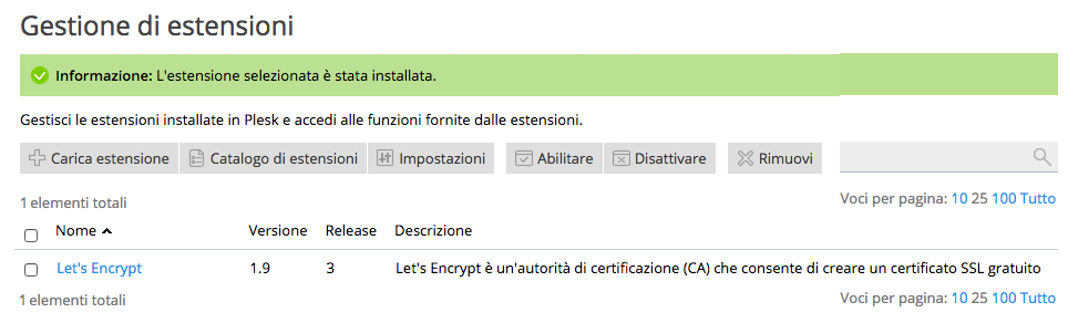 Gestione Estensioni