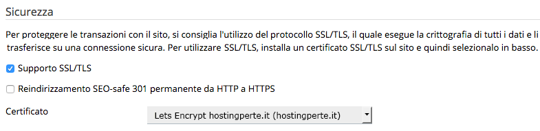 certificato ssl attivo